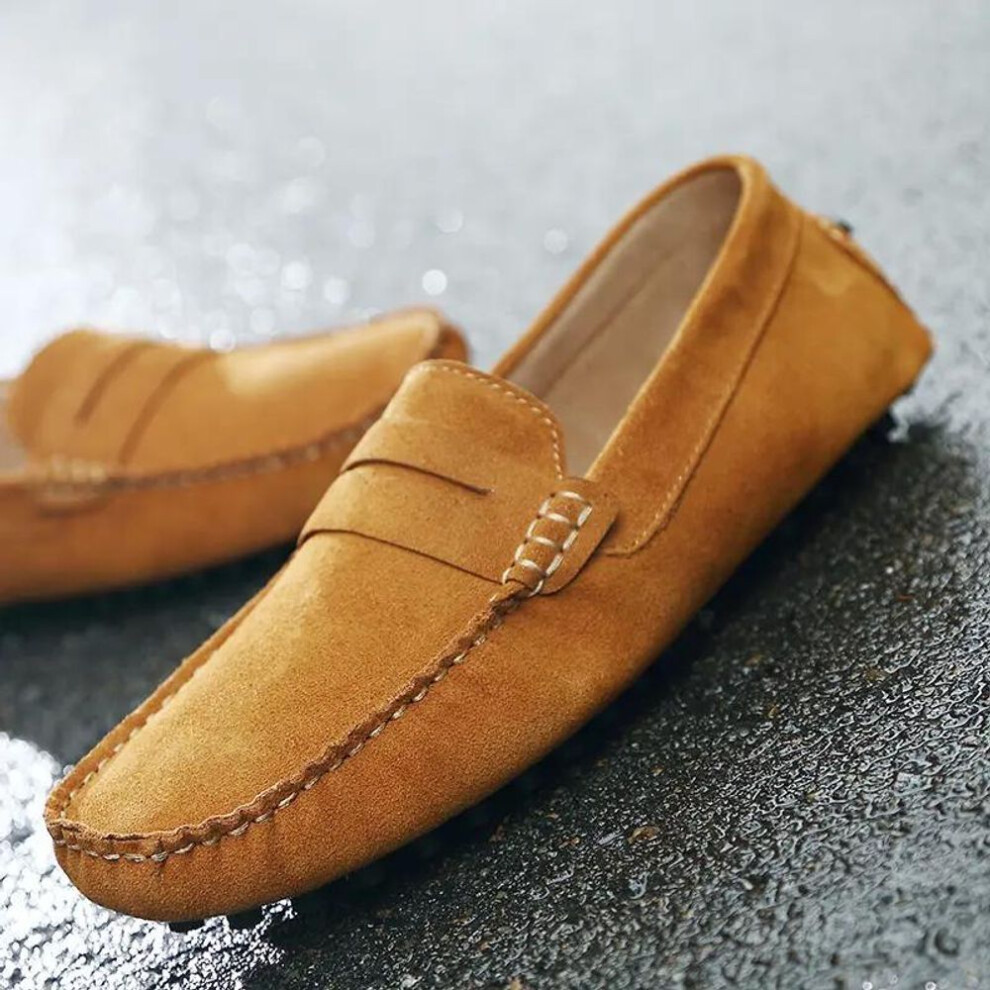 (yellow, 40) 38--46 Fashion Men's Casual Shoes Slip On Loafers Moccasins Flat Driving Shoes