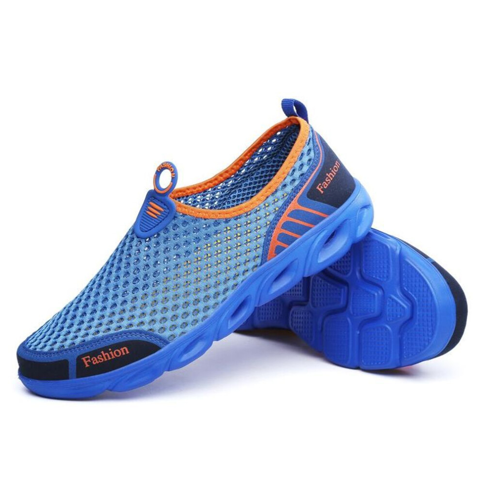 (blue, 42) New Breathable Men&apos;s Mesh Shoes Hole Shoes Summer