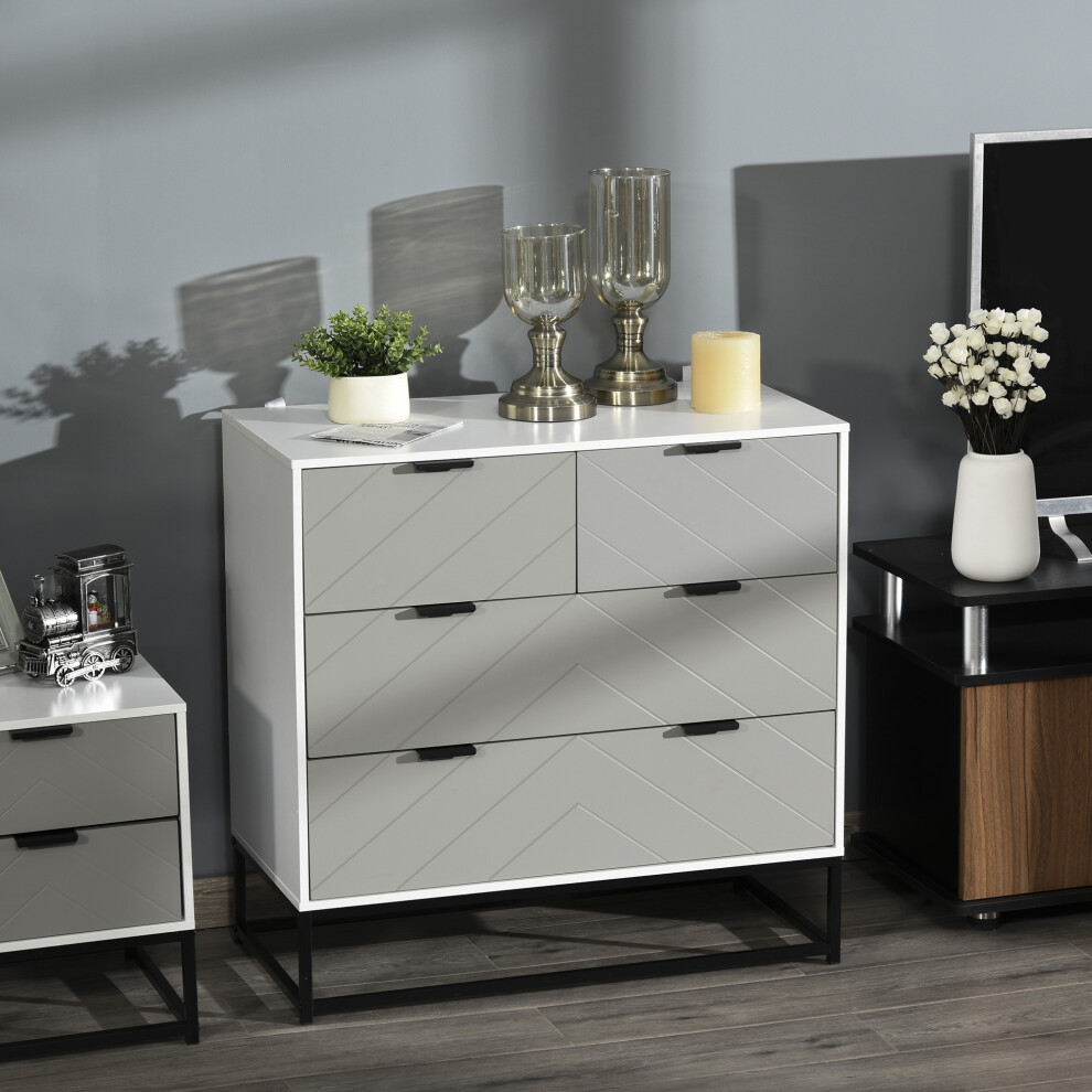 HOMCOM Modern Chest of 4 Drawers Sideboard Dresser for Bedroom Living Room