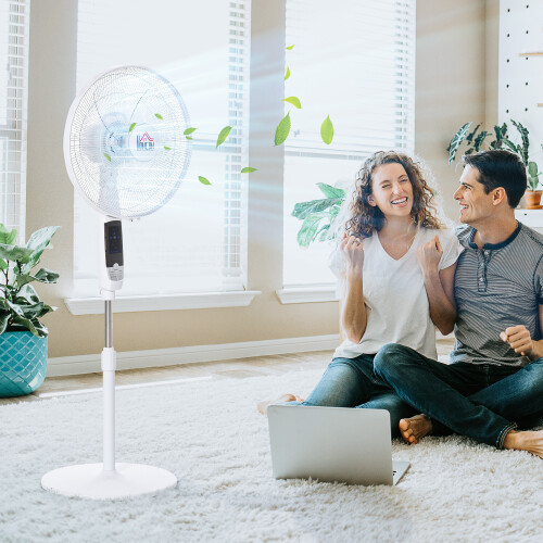 Homcom HOMCOM 16'' Pedestal Fan Height Adjustable 85 Degree Oscillation LED Panel