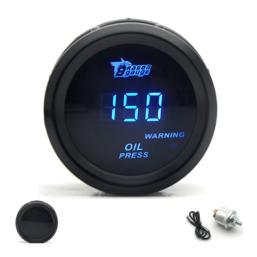 (Oil Press Psi) 2" 52Mm Car Digital Turbo Boost Gauge Psi Bar Water Temp Oil Temp Oil Pressure Gauge Voltmeter Egt Tachometer Rpm Gauge Blue 6912710294942