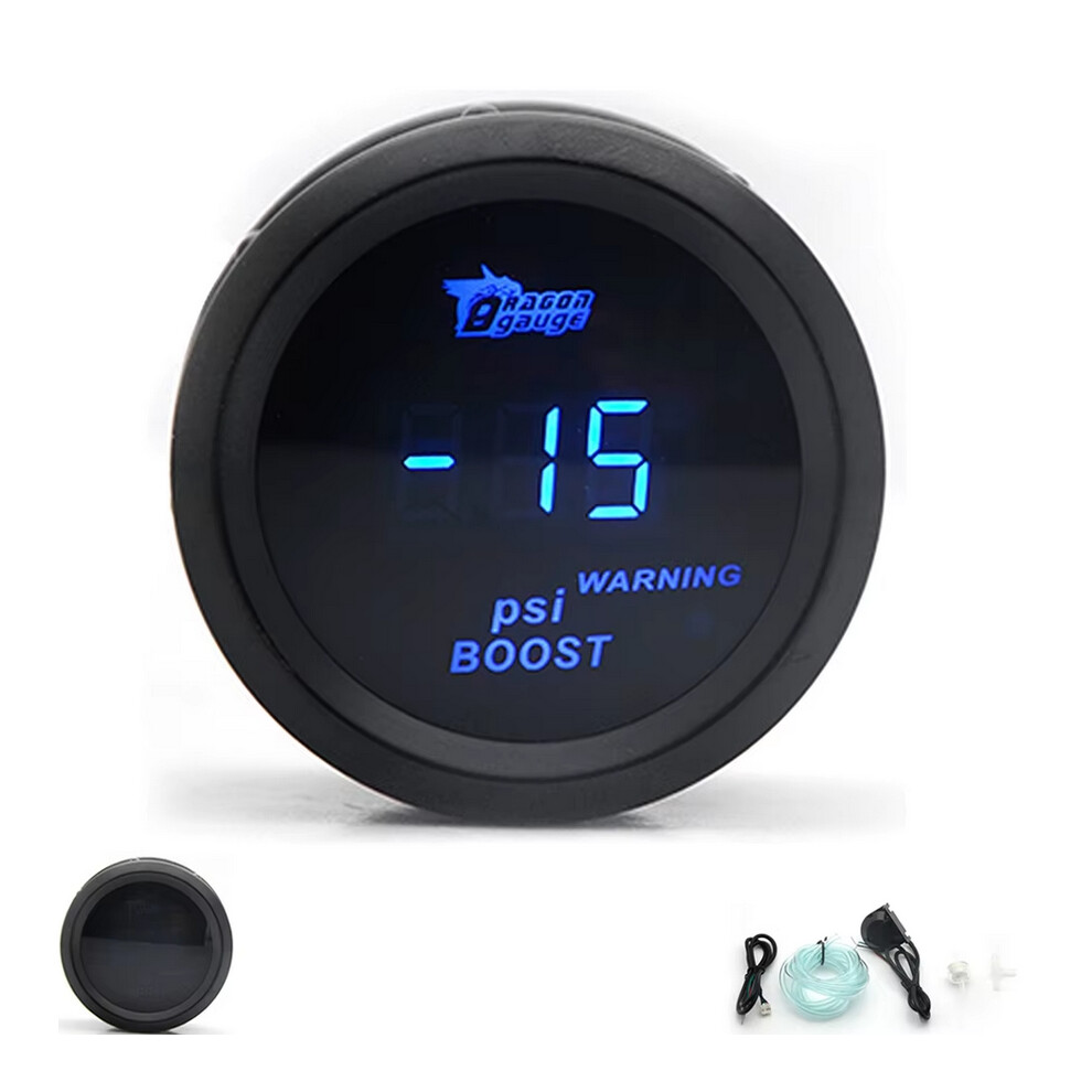 (Boost Psi) 2" 52Mm Car Digital Turbo Boost Gauge Psi Bar Water Temp Oil Temp Oil Pressure Gauge Voltmeter Egt Tachometer Rpm Gauge Blue 6910717961782