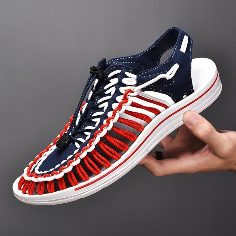 (red black, 46) Summer Casual Sandals For Men Fashion Breathable Sandals Beach Shoes Water Aqua Shoe Plus Size