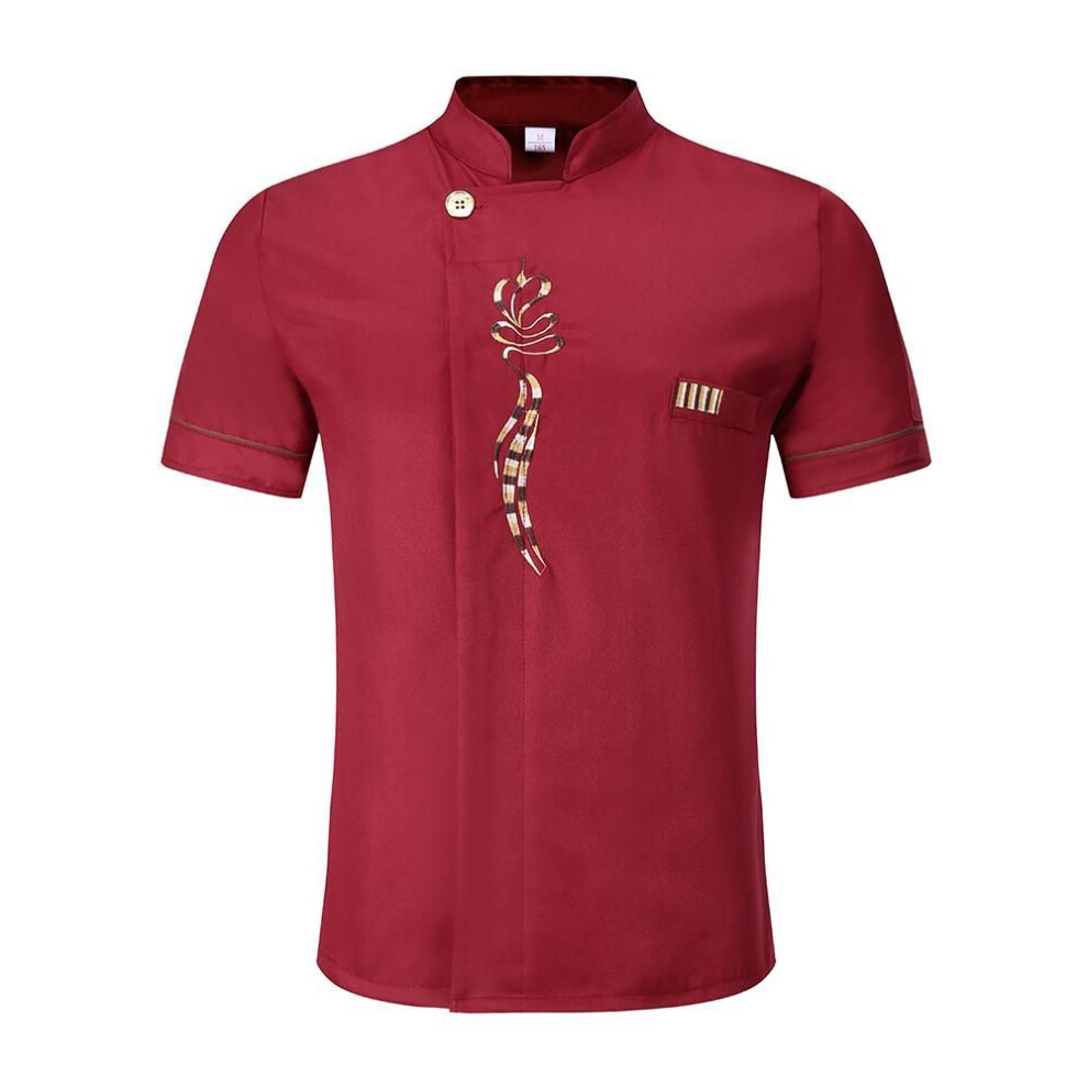 (red, M) Unisex Kitchen Chef Baking Cook Wear Chef Work Clothes Men Chef Jacket Long Sleeves Men&apos;s Chef Uniform