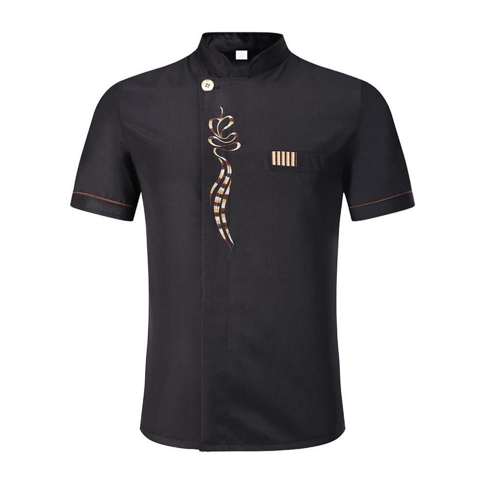 (black, XL) Unisex Kitchen Chef Baking Cook Wear Chef Work Clothes Men Chef Jacket Long Sleeves Men&apos;s Chef Uniform