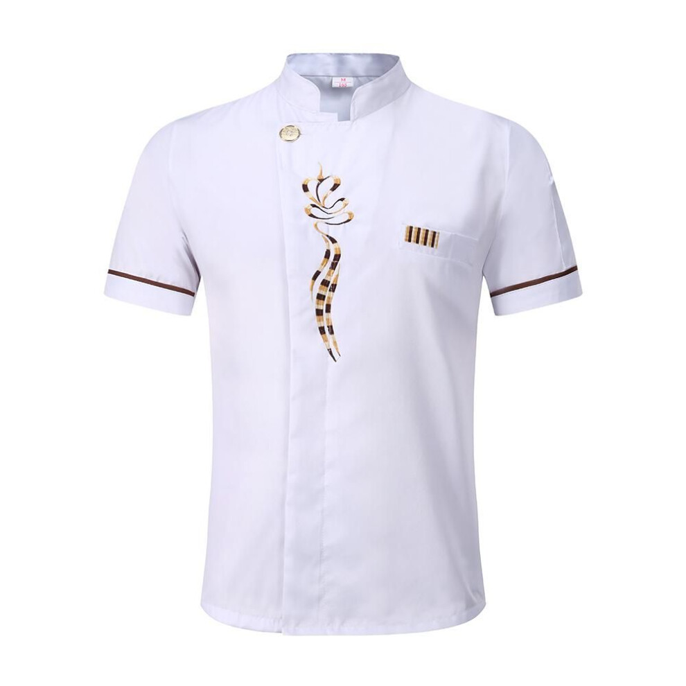 (white, XXXXL) Unisex Kitchen Chef Baking Cook Wear Chef Work Clothes Men Chef Jacket Long Sleeves Men&apos;s Chef Uniform