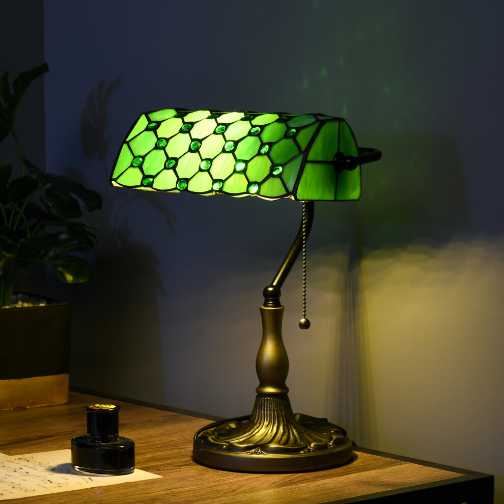 Portland Green Stained Glass Vintage Table Lamp - Image 7