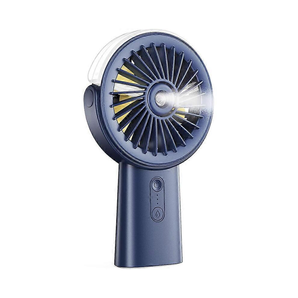 (Dark Blue) Portable Handheld Misting Fan, 90 Adjustable Hand Held Mist Fan USB Cooling Fan