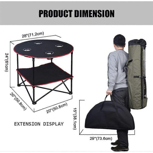 Camping Table Folding Picnic Table with 4 Cup Holders and Carrying Bags 2