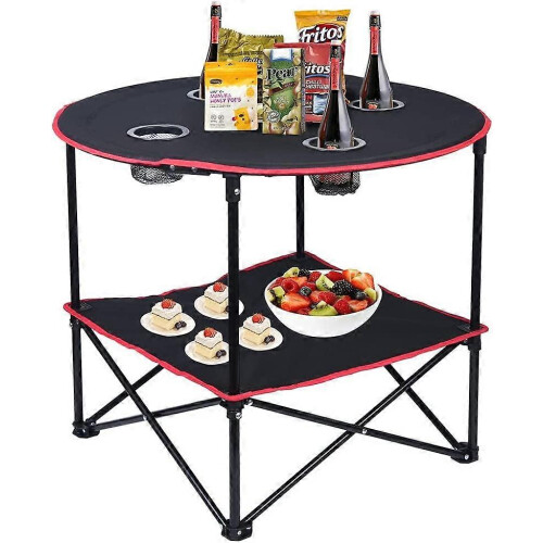Camping Table Folding Picnic Table with 4 Cup Holders and Carrying Bags