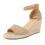 (36, Apricot) Women's Elastic Ankle Strap Espadrilles Wedge Sandals 1