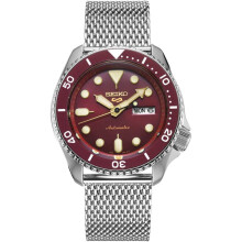 Ceas de mână automat Seiko 5 Sports SRPD69K1, cu cadran roșu, pentru bărbați