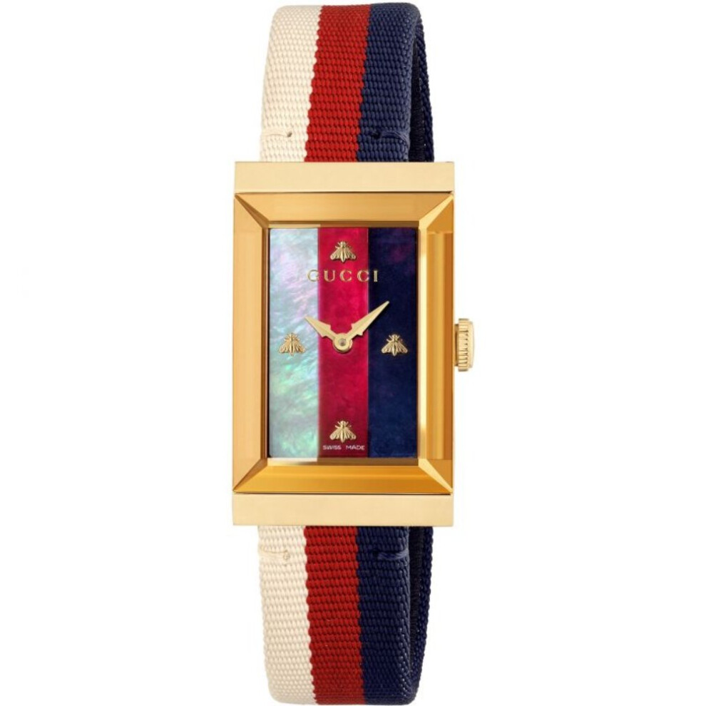 Gucci Ya147405 G-Frame Multicolour Ladies Watch White/Red
