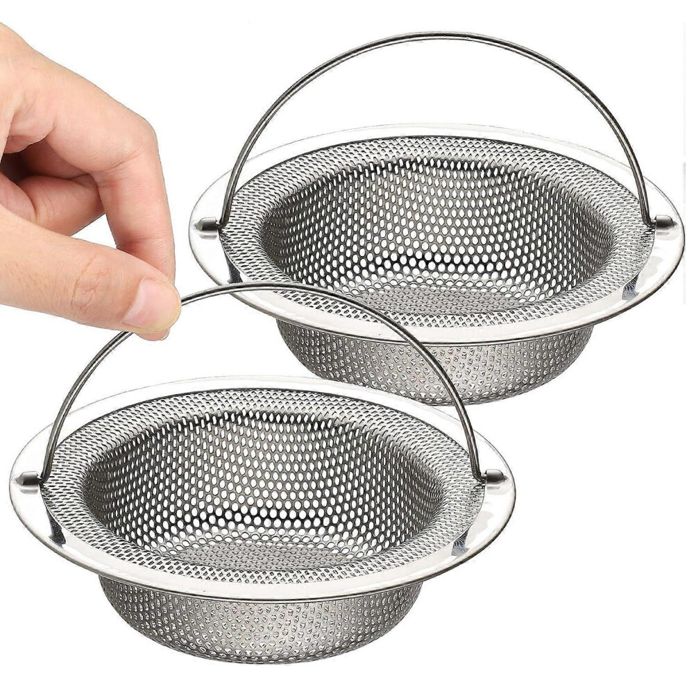 (As Show, One Size) Kitchen Sink Filters Stainless Steel Sink Strainer With Handle 11Cm (110Mm) Handle, High Density Micro-Perforation 1Mm 5093216523079