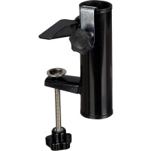 (As show, One size) Umbrella Stand for Square Balcony Railings, Tube Size 19-38 mm, Steel, Bracket, 15.5 cm, Black