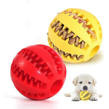 (As show, One size) Dog Toy BallsDog Rubber Chew Ball Clean Teeth Non-Toxic Bite Resistant ToyInteractive IQ Puzzle Training Toy Ball for Small Medium Dog