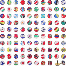 (As show, One size) 100 Pieces Creative Push Pins National Flag Thumbtack Country Map Push Pins For Bulletin Board, Map, Office LMQ