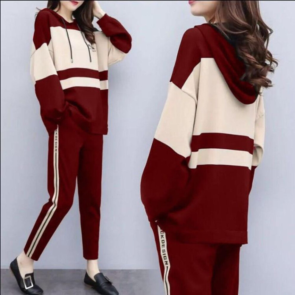 (red, M) Top+pants Women Casual Sports Suit Spring Loose Two Piece Suit Running Jogging Clothes