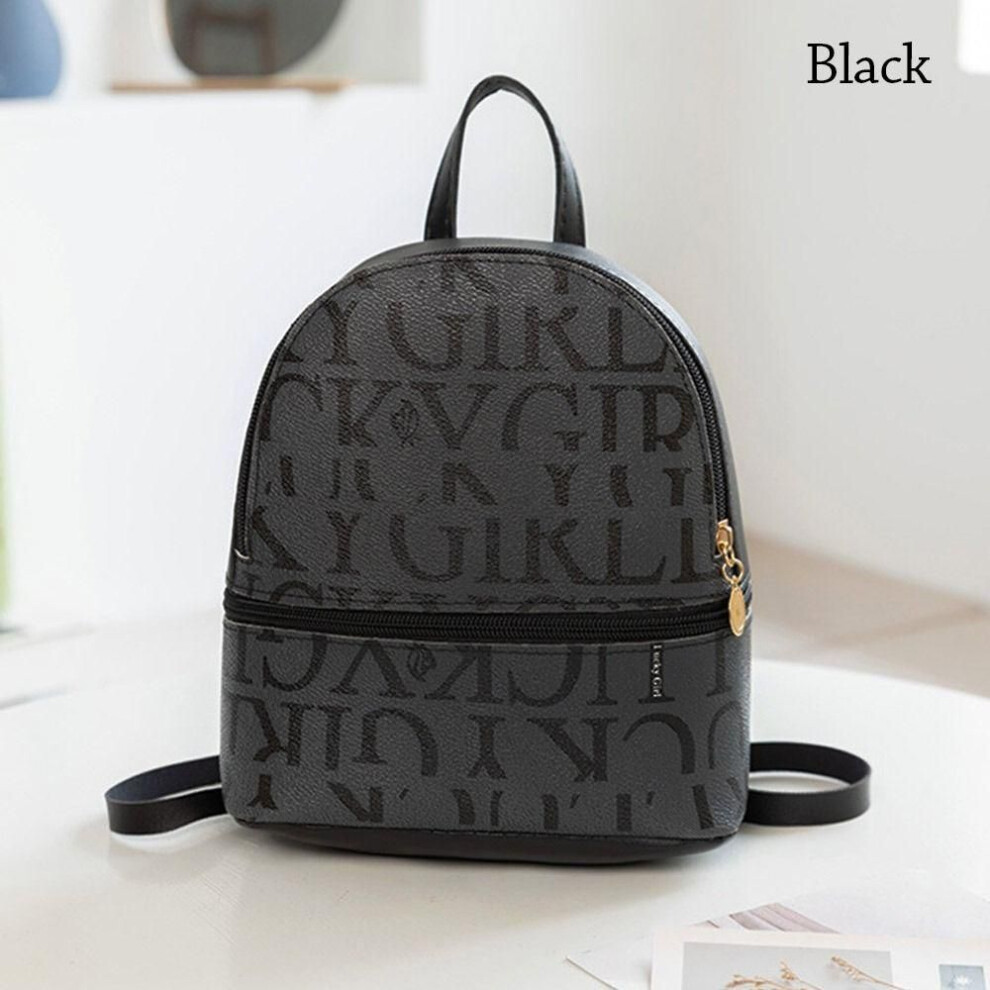 (black) Multi-purpose Back Pack Letter Printed Shoulder Messenger Bag Cute Small Backpack  Women Ladies