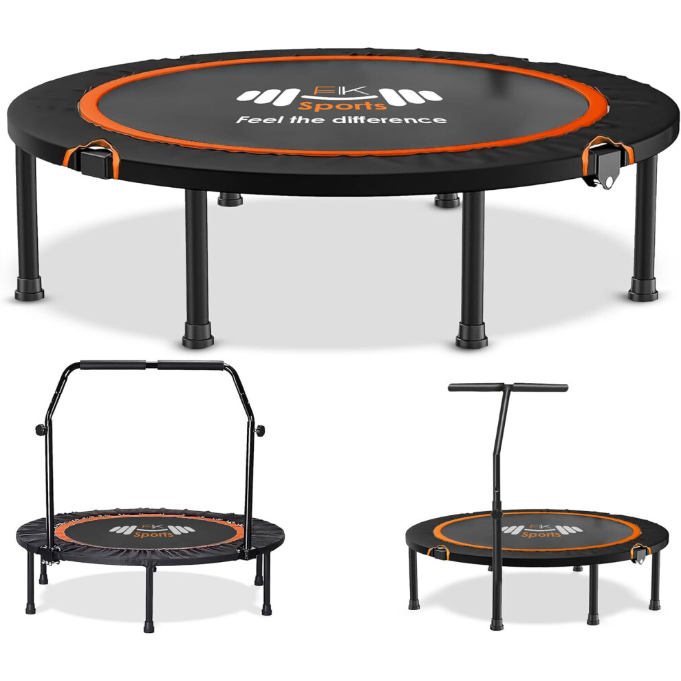 (48 Inch, T-Bar Handle) Mini Trampoline Foldable Fitness Exercise Bouncer