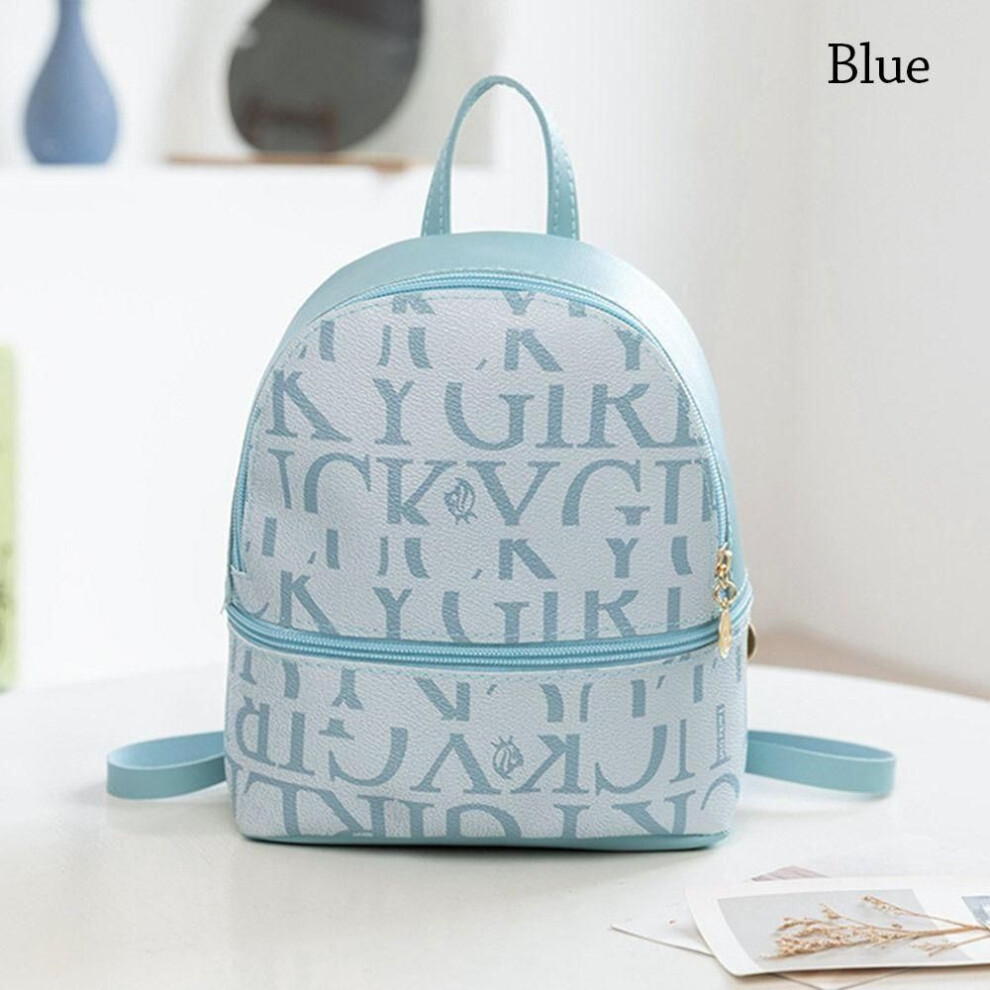 (blue) Multi-purpose Back Pack Letter Printed Shoulder Messenger Bag Cute Small Backpack  Women Ladies