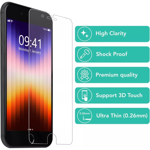 4-Pack 4.7-Inch Tempered Glass Screen Protector For iPhone SE 3/2, 6s/6, 7/8 1