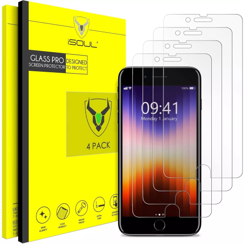 4-Pack 4.7-Inch Tempered Glass Screen Protector For iPhone SE 3/2, 6s/6, 7/8
