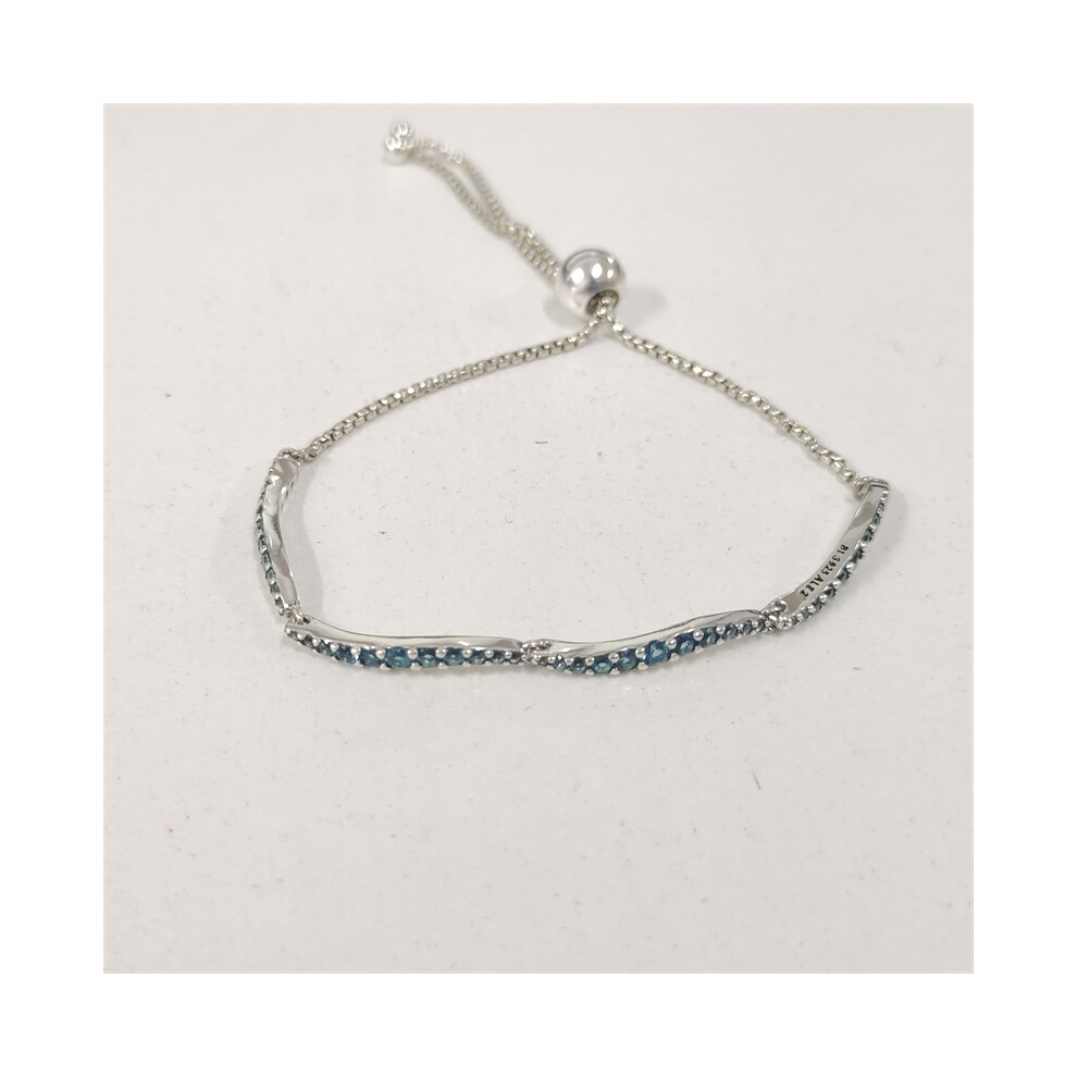 PANDORA BRACELET Blue Wavy Crystal Slider Bracelet 25CM