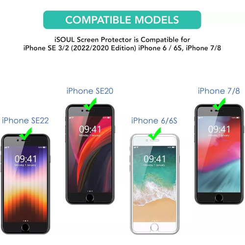 4-Pack 4.7-Inch Tempered Glass Screen Protector For iPhone SE 3/2, 6s/6, 7/8 2