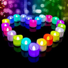 (As show, One size) 24 Pcs 7-color Changing Tea Lights,ideal For Party And Festival Decor UQO