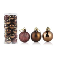 (8cm, Coffee) 24pcs Christmas Ball Delicate Reusable High Gloss Xmas Tree Decor Ball Pendant Home Decor YRT