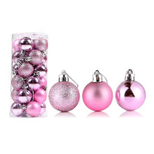 (8cm, Pink Red) 24pcs Christmas Ball Delicate Reusable High Gloss Xmas Tree Decor Ball Pendant Home Decor YRT