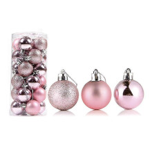 (8cm, Rose Gold) 24pcs Christmas Ball Delicate Reusable High Gloss Xmas Tree Decor Ball Pendant Home Decor YRT
