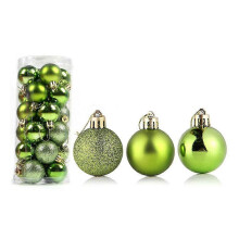 (8cm, Fruit Green) 24pcs Christmas Ball Delicate Reusable High Gloss Xmas Tree Decor Ball Pendant Home Decor YRT