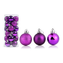 (8cm, Purple) 24pcs Christmas Ball Delicate Reusable High Gloss Xmas Tree Decor Ball Pendant Home Decor YRT