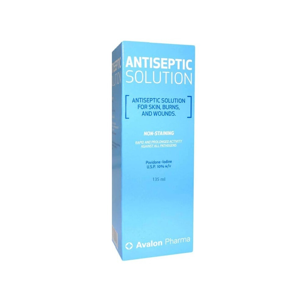 Avalon Povidone Iodine 10% Antiseptic Solution | Wound Care & Infection Prevention | Skin Disinfection - 135mL