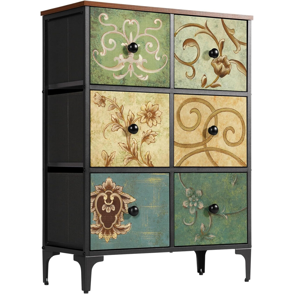 (29.8D x 67.5W x 92H cm (6 Drawers)) Drawer chest, 6 drawers fabric bedroom dresser storage drawings