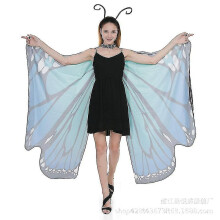 Butterfly Wing Cape Shawl with Lace Mask Headband, Halloween Costume Accessory