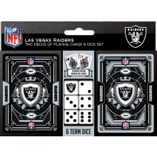 Masterpieces Game Day NFL Las Vegas Raiders 2er-Pack Spielkarten und Wrfel offiziell lizenziertes Set fr Erwachsene und Familie