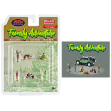 "Family Adventure" 6 piece Diecast Figure Set (4 Figures 1 Dog 1 Tricycle) Limited Edition to 3600 pieces Worldwide 1/64 Scale Models by American Dior