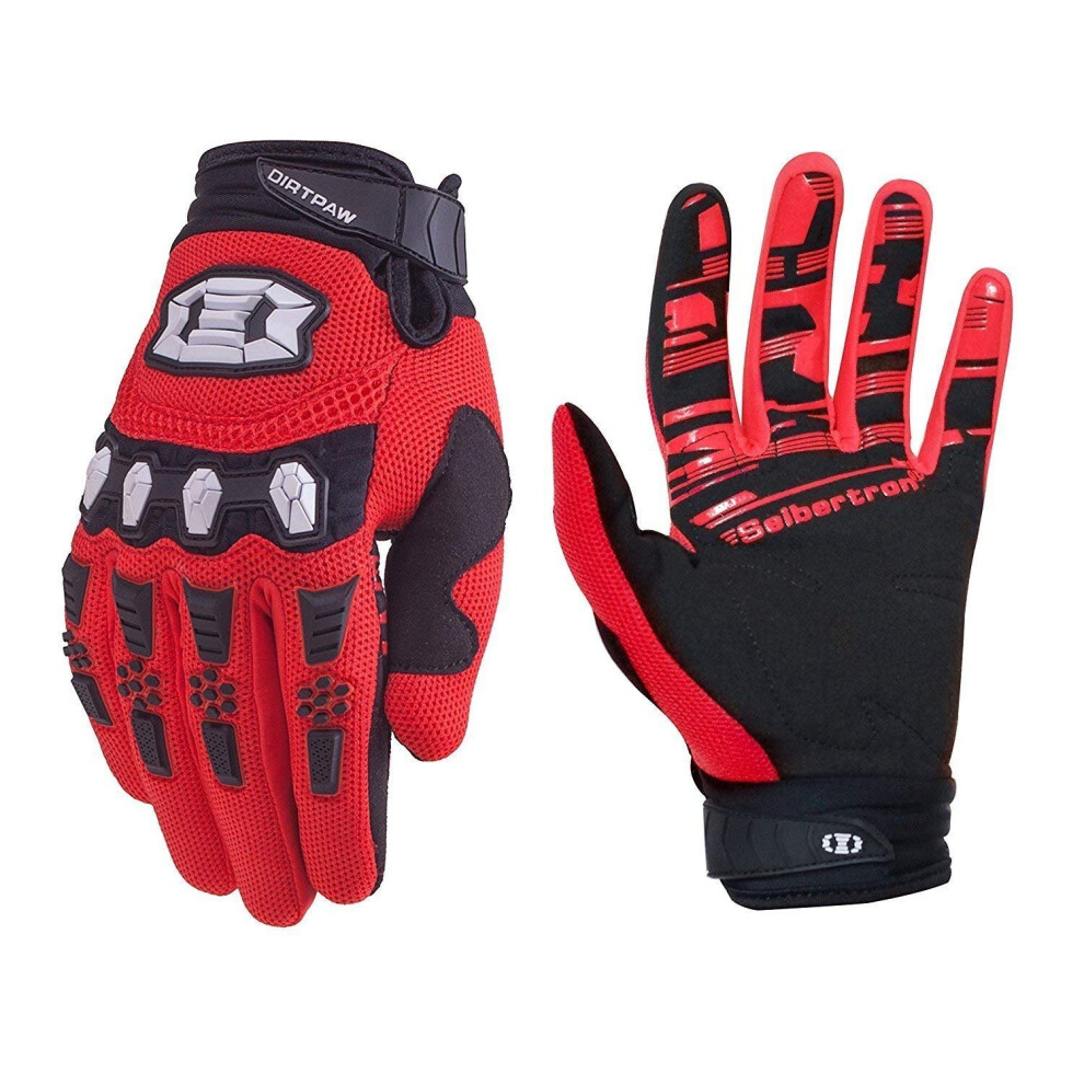 Seibertron Dirtpaw Unisex Mx Atv Mtb Racing Gloves - Full Finger Touchscreen Glove For Bicycle Cycling Mountain Biking Motorcycle And Motocross Xs Red 602201108402