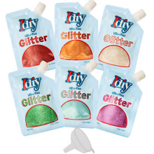 iDIY Ultra Fijn Glitter (100g, 3.5 oz Zak) met Easy-Pour Zak en Trechter - Regenboog Kleuren Extra Fijn