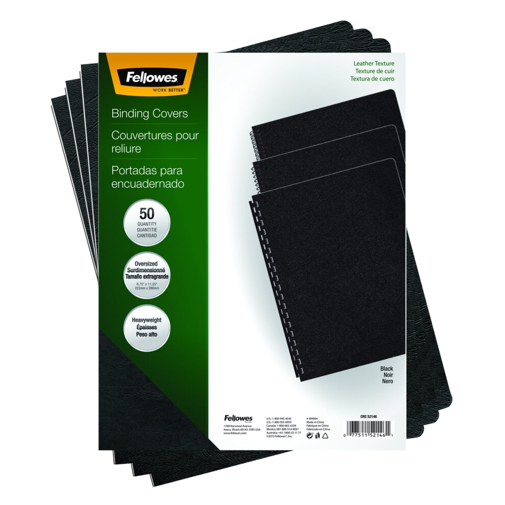 Fellowes Executive Presentation Cover 11-1/4 x 8-3/4-Inches 50 per Pack Black 52146