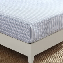 Nautica - Queen Hoeslaken Katoen Perkaal Beddengoed Casual Home Decor (Beaux Streep Blue Queen)
