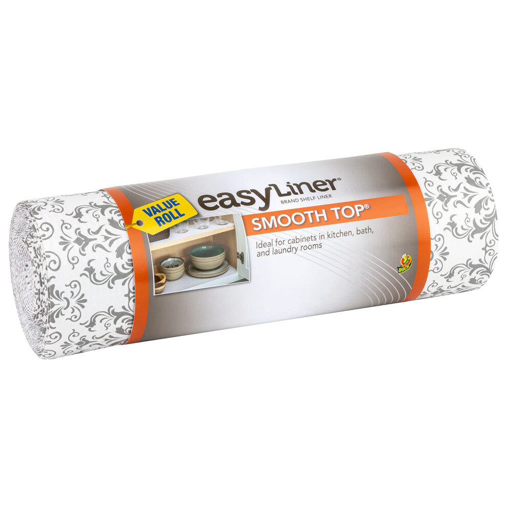 Rev   tement d'   tag   re Duck EasyLiner non adh   sif, surface lisse, 30,5 cm x 7,3 m, gris damass