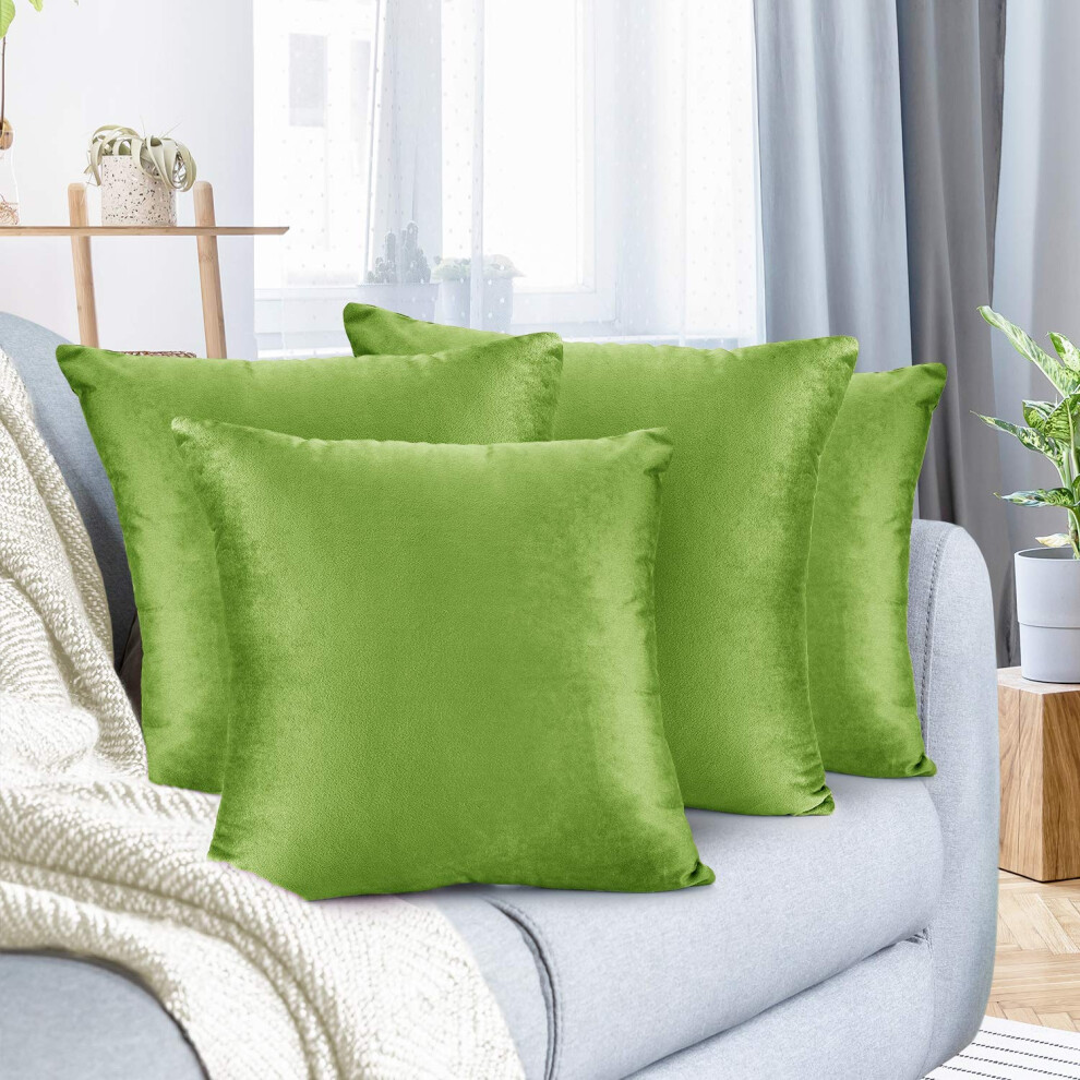 Housses de coussin d   coratives Nestl en velours douillet, 45 x 45 cm, pour canap   -lit et voiture, lot de 4 - Vert jardin