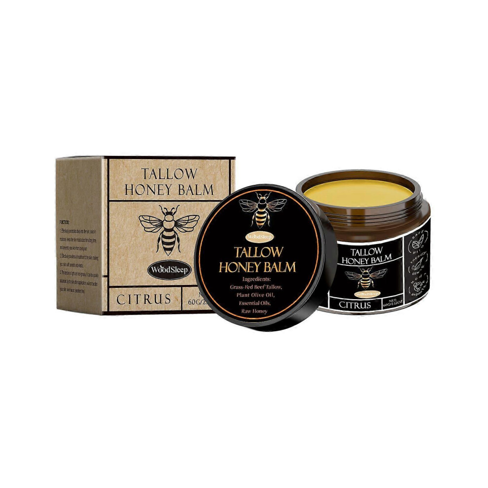 (2Pcs) Beef Tallow and Honey Balm for Skin, Organic Grass-Fed Beef Tallow Face Moisturizer for Cracked & Dry Skin