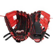 Rawlings | Guanto da baseball Players Series Youth da 10 pollici | LHT | Nero/Rosso