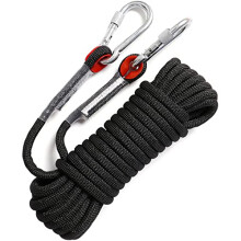 GINEE Outdoor 10mm Static Rock Climbing Rope 35FT Black Safety Ropes Arborist Tree Climbing Rescue Grappling Escape Descender Abseiling Rope Fishing R