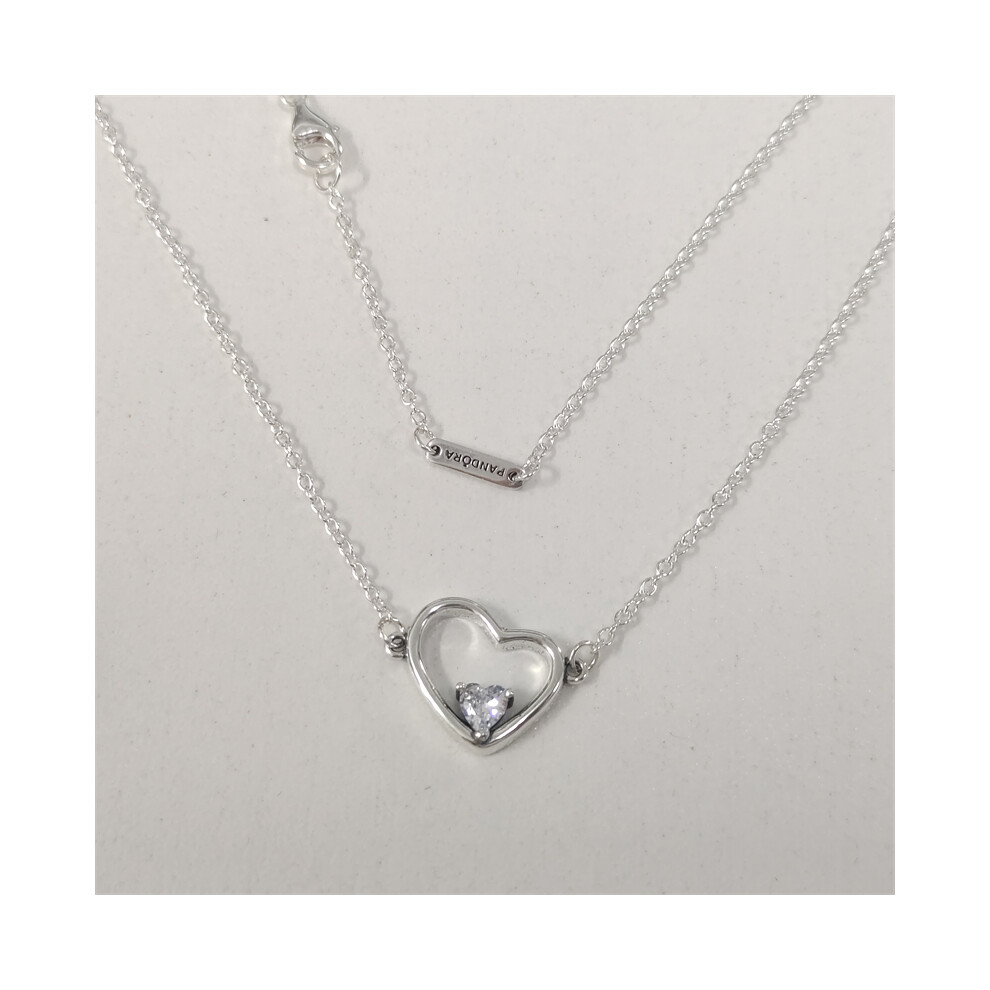 Pandora Asymmetric Hearts of Love Necklace S925 ALE